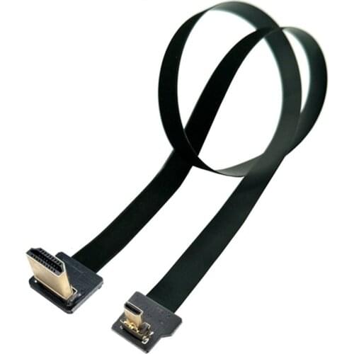 FPV Micro HDMI-compatible Ribbon Cable Right Angled HDTV 90 Degree Male to Male FPC Flat Cord for Multicopter Aerial Photography