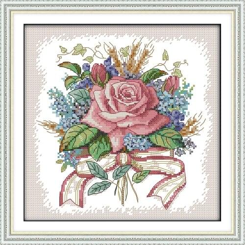 A bunch of flowers Printing pattern Cross Stitch Kits Chinese Embroidery Needlework DMC Counted Home Decor Cross-stitch set