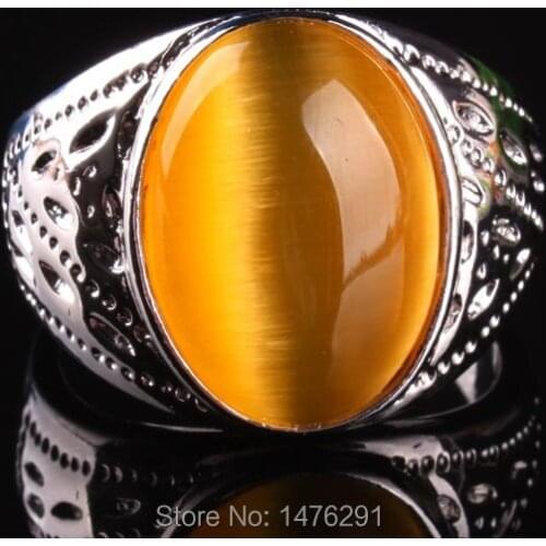 New Yellow Opal Oval Bead Finger Ring GEM Size 8