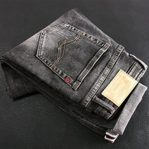 Newly Vintage Fashion Men Jeans High Quality Retro Black Gray Slim Ripped Jeans Men Scratch Designer Casual Cotton Denim Pants