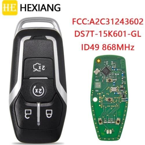 HE Xiang Car Remote Key For Ford Mustang 2015+ DS7T-15K601-GL 868MHz ID49 Chip FCCID A2C31243602 Original Keyless Entry Card