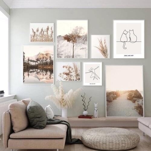 Pastoral Grass landscape Poster Wall Art Canvas Painting Beight Flower Plant Print Modern Home Decor Picture for Dormitory Decor