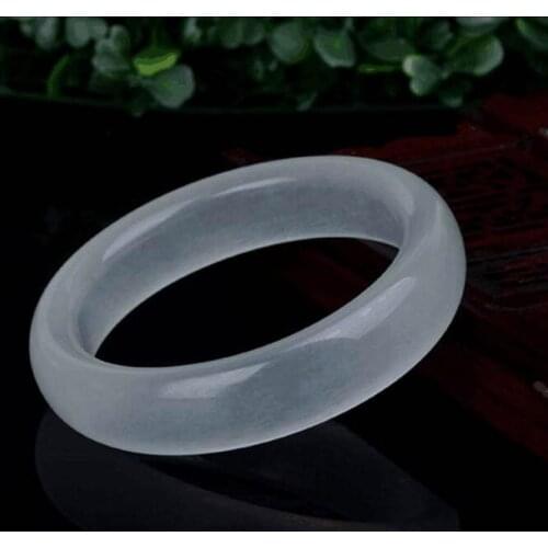 Drop Shipping Wide Strip Women Bangles Natural White Jade Ice Bright Bracelets Cuff For Women Engagement Dance Party Gifts