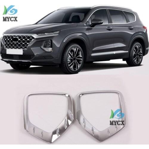 For Hyundai Santafe Santa fe 2019 ABS Chrome Front Rear Foglight Fog Light Lamp Cover Trim Frame Sticker Exterior Accessories