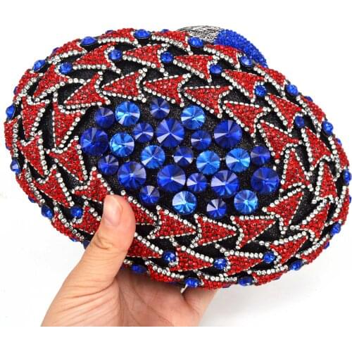 Luxury Diamond Purse Egg Shape Evening Bags Fashion Crystal Clutch Bags Blue Purple Silver Women Wedding Handbags SC547