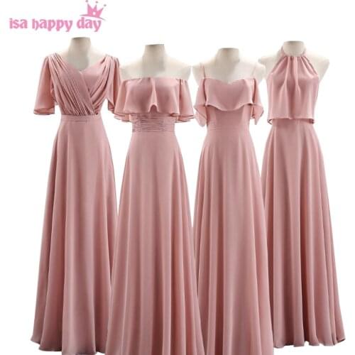Vestido De Festa Longo Blush Bridesmaid Dresses Floor Length Custom Made Long Party Dress Cheap Bridesmaid Gowns 2020 W4302