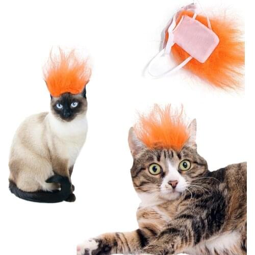 Pet Funny Dress Up Adjustable Elastic Chin Dog Cat Wig Accessories Multicolor Halloween Pet Decoration Wig Soft Pet Headdress