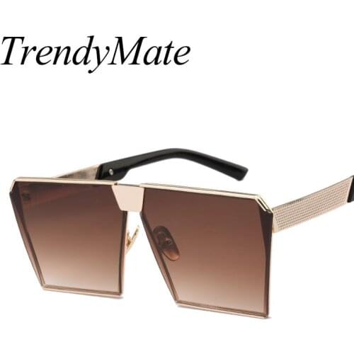 2017 New Fashion Square Sunglasses Women Brand Designer Vintage Big Frame Sun Glasses For Men Points Oculos De Sol Feminino 099M