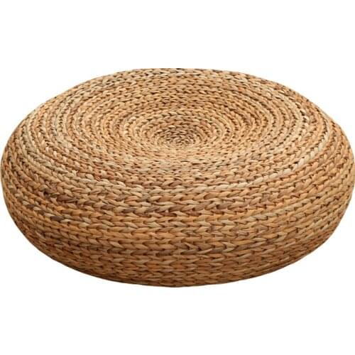 Knitted Straw Seat Cushion Eco-friendly Breathable Padded Banana Bark Pouffe Ottoman Floor Seating Tatami Furniture