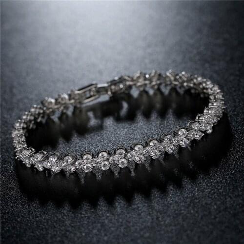 Hot Selling Roman Chain Bracelet for Women Luxury 2.75mm Cubic Zircon Inlay Charm Bracelet Bride Wedding Jewelry Best Girls Gift