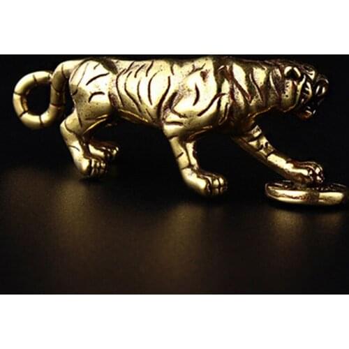 1pc Retro Sculpture Home Office Room Desktop Decoration Gift Diy Tiger Casting Animal Figurine Abstract Geometric Style Metal