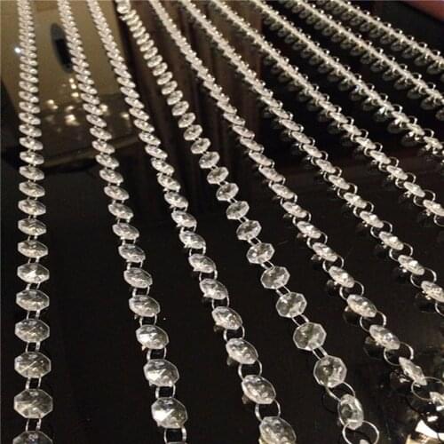 200 meter/lot, 14mm crystal Acrylic octagon beads for diy crystal acrylic beads curtain, crystal acrylic garland strands