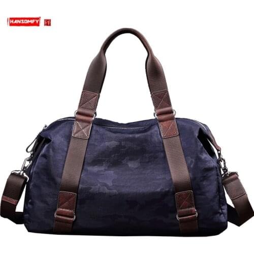 2021 Trendy Mens Bag Leather Handbag Shoulder Bag Fitness Bag Large Capacity Travel Bag Slung Oxford Cloth Waterproof Nylon Men