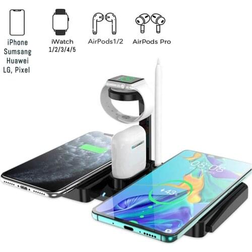 4 in 1 10W Fast Wireless Charger Dock Station Quick Charging For iPhoe XR XS Max 8 for Aple Watch 3 4 5 For AirPods For Samung