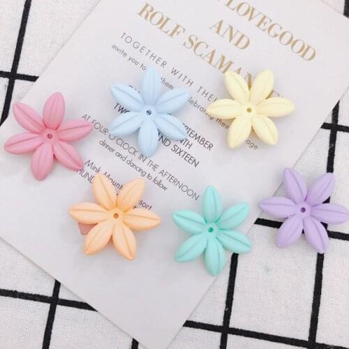 DIY New Candy Color Daisy Six Leaf Flower Children Hair Accessories Earrings Handmade Accessories Material 6pcs