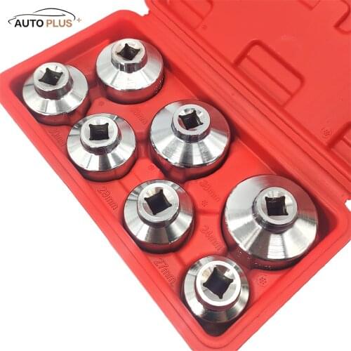 7 Pieces 3/8'' Oil Filter Cap Wrench Socket Set Tool Kit, 24 27 29 30 32 36 38mm Replacement for Mercedes Benz VW BMW