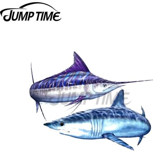 JumpTime 13 x 5.9cm Striped Marlin Mako Shark Car Stickers and Decals Occlusion Scratch Vinyl Waterproof Bumper Windows Decor