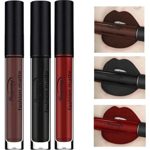 Hot Sale Matte Velvet Liquid Black Lipstick Brown Easy To Color Lip Gloss Long Lasting Sexy Lip Makeup Cosmetic Maquiagem TSLM1