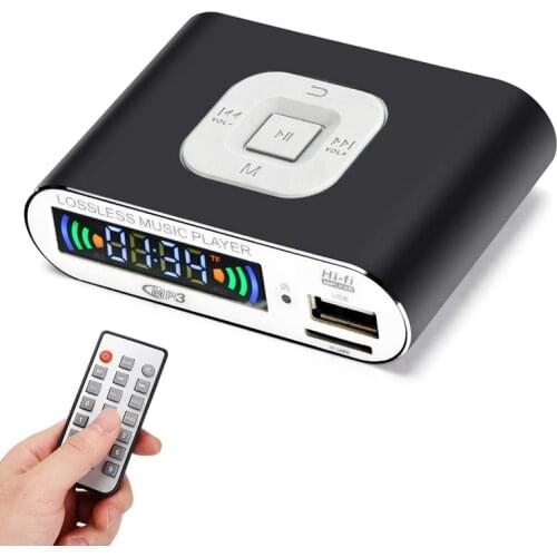 Bluetooth 5.0 Audio Receiver MP3 Music Player FM Radio LED Digital Display SD Card/USB Playback 3.5mm Audio Output Black