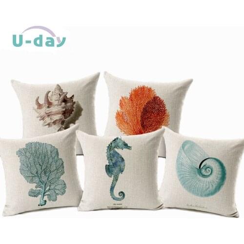 Sea Cushion Home Car decorative pillows shell Cushions Funda Cojines wave coussin decoration CH5D10