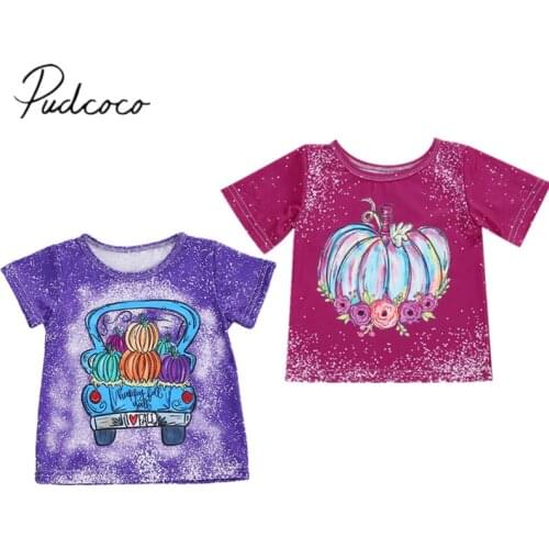 Baby Halloween Tops Clothes Tie-Dye O-Neck Short-Sleeves Loose T-Shirt with Pumpkin Printing for Kids Boy Girl 1-6 Years