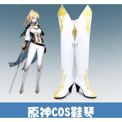 Anime Genshin Impact Jean Cosplay Wig Jean Cosplay Shoes Boots Halloween Carnival Accessories