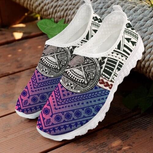 ELVISWORDS Gradient American Samoa Design Comfortable Ladies Walking Shoes Non-slip Ladies Flats Shoes Slip on zapatos mujer New