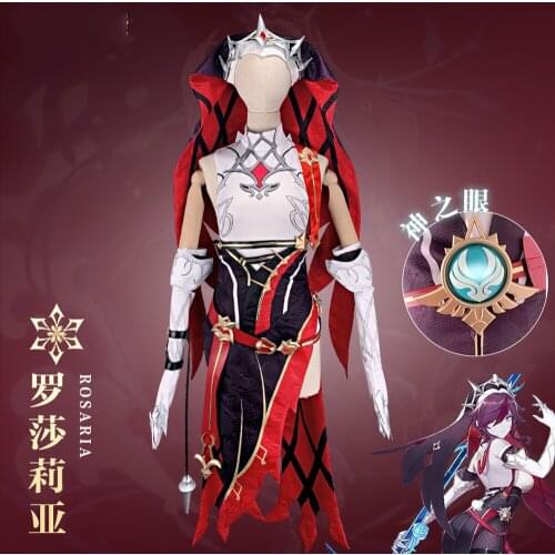 Game Genshin Impact Cosplay Rosaria Costumes Dresses Skirts for Halloween Christmas Party Masquerade Anime Shows