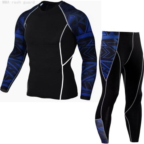 Compression Shirt Leggings Mens Sports Suit Workout Underwear Rash Guard Male Bodybuilding Long Man T Shirt Jogging Pants 4XL