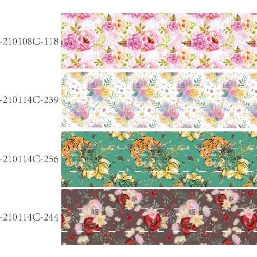 50 yards/lot) Hir bows fabric 38mm 50mm 75mm flower printed grosgrain ribbon