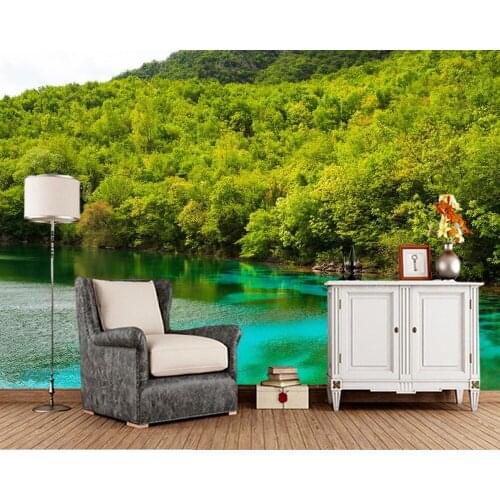 Forest lake natural landscape 3d wallpaper papel de parede,living room TV wall bedroom wall papers home decor restaurant mural