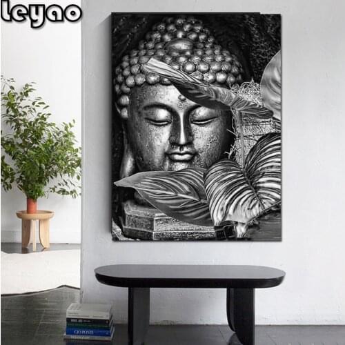 Diy Diamond Painting Set Full Square Round Drill Buddha Religion Leaves 5D Diamond Embroidery Mosaic Cross Stitch Kit