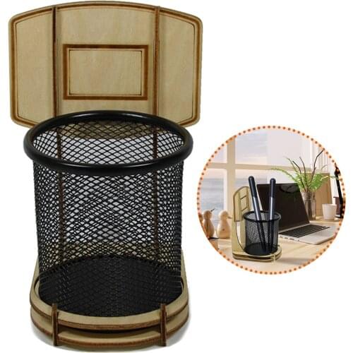 Desk storage DIY creative basketball stand office supplies pen holder metal butler household cosmetics brush storage rack