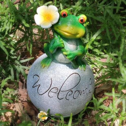 Newly Green Frog Ormament Durable Washable Water-Proof Garden Ormament for Counrtyard Entrance Living Rooom