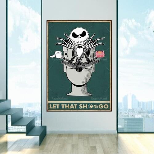 Skull yoga meditation poster toilet toilet decoration poster