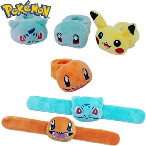 Pokemon Plush Toy Kawaii Pokémon Pikachu Squirtle Soft Bracelet Stuffed Doll Mini Hand Ruler Playing Game Toys Kid Model Gift