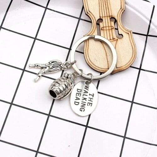 New Fashion KeychainThe Walking Dead Pendants DIY Men Jewelry Car Key Chain Ring Holder Souvenir For Gift Zombie Grenade