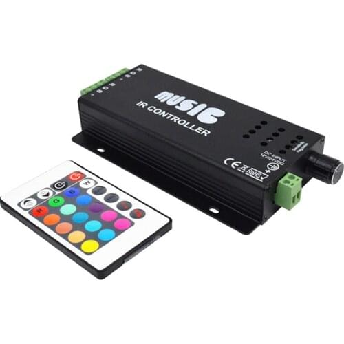 Rgb led music controller TQ-Music OEM Factory Hotsales 12Vdc 216W 2 rgb outputs 24 keys ir remote control rgb music controller