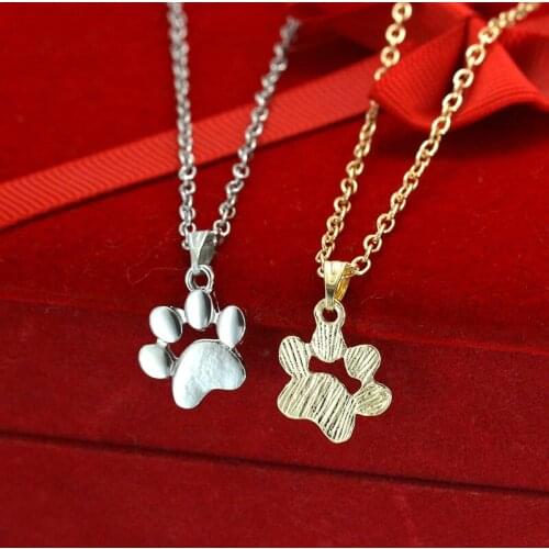 RONGQING 12pcs/lot Animal Foot Necklace Cats Dogs Footprint Necklace Friends Memorial Gifts For Women Jewelry 2018 wholesale