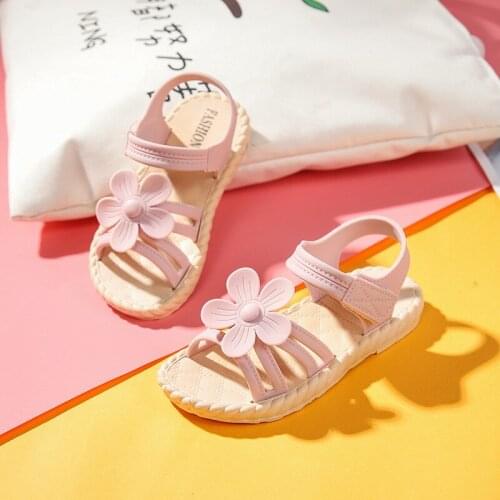 Princess han edition girls sandals, childrens recreational summer new flat shoes kids joker female baby shoes