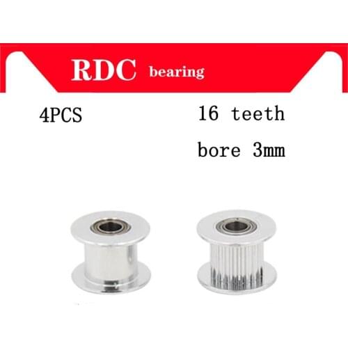 High quality 4Pcs GT2 Pulley 16 With Teeth or Without Teeth Pulley Timing Gear Bore 3 MM GT2 belt Width 6 MM For 3D Printer 3x6