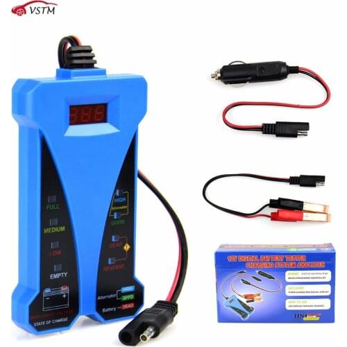 VSTM 12V Digital Car Vehicle Smart Battery Tester Voltmeter Alternator Analyzer With LED Display Auto Electrical Repair Tools