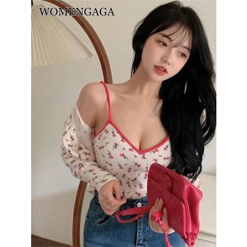 Knitted Tops Womens Spring Summer Top Thin Hot Girl Short Shirt 2021 New Long Sleeve Asian Girl Female Floral Blouse Korea 9TE3