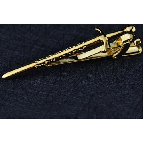 High-quality Tie Clips Mens Classic Trendy Suit Necktie Accessories Gifts Golden Double-edged Sword Tie Clips