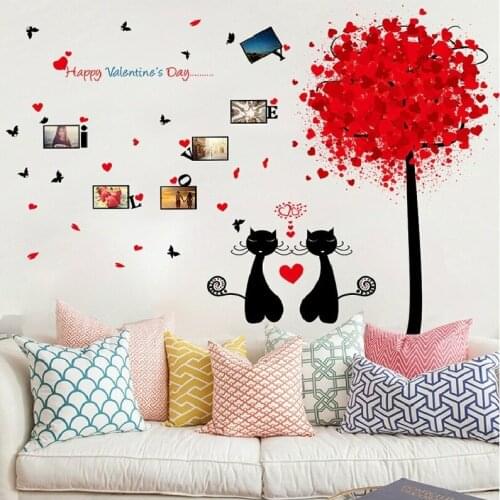 Cat Couple Photo Wall Sticker For Sofa Background Bedroom Pvc Home Decal Decorative Poster Mural Art Window Diy Study Room New