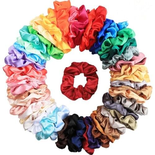 Women Elegant Satin Scrunchies solid Elastic Hair Bands for girls Hair Accessories Ponytail Holder Tie Rubber Headband