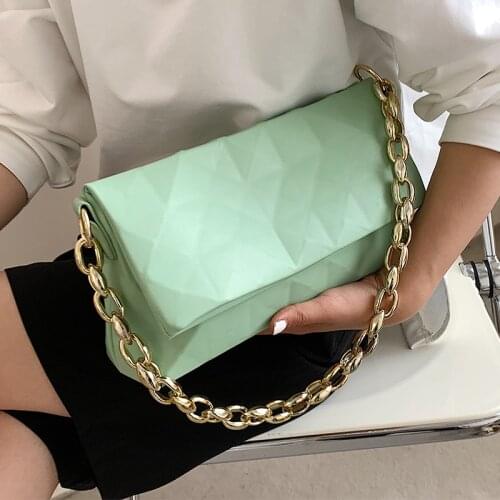 Women Casual Square Crossbody Bags Luxury Designer Handbags Female Pure Color Flap Shoulder Bags Trending Chain Underarm Bag Sac