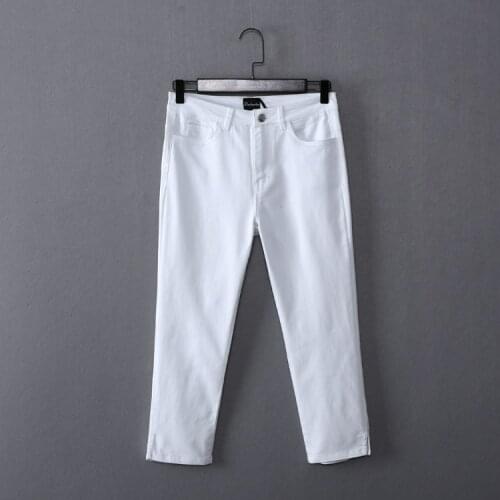 Spring and summer women fashion straight style water wash basic design casual jeans female trendy color calf-length denim bottom