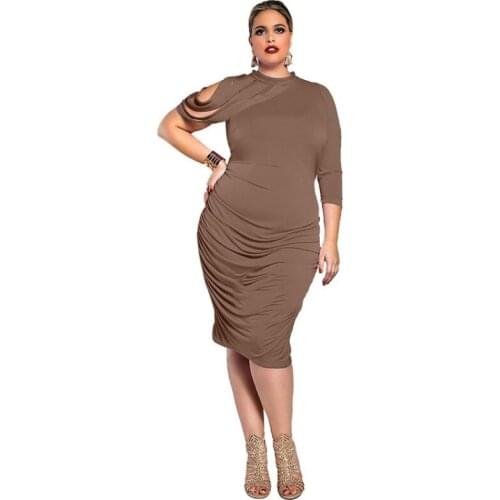 2021 Summer Sexy Dress Draped Stitching Knee-length Skirt XL Long Skirt Casual Pencil XL Solid Color Sexy Slim Sexy Dress New