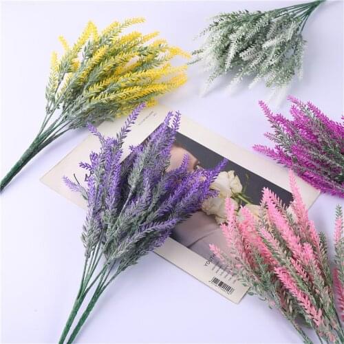 1 Bouquet 5Forks Artificial Flowers Provence Lavender Fake Plants Home Garden Decor Grain Decorative Silk Flowers Lavender